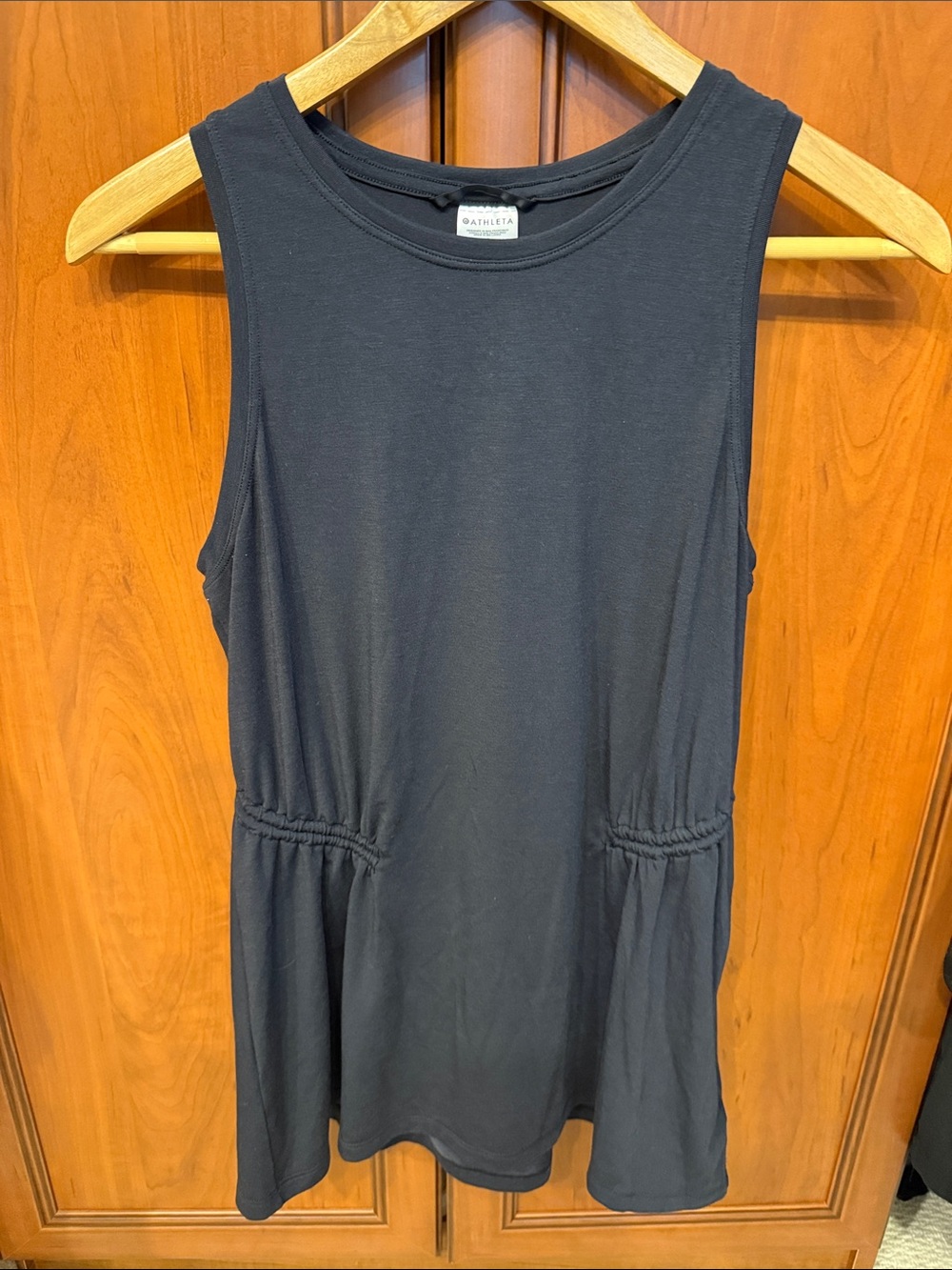 Athleta Dark Navy Sleeveless Gathered-Waist Tank